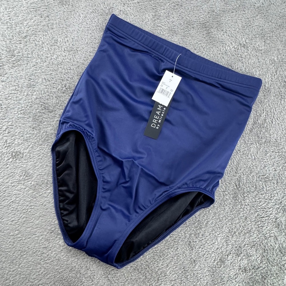 Dream by Miracle Bikini Bottom Women Size 6 Navy New High Waist Full‎ Coverage